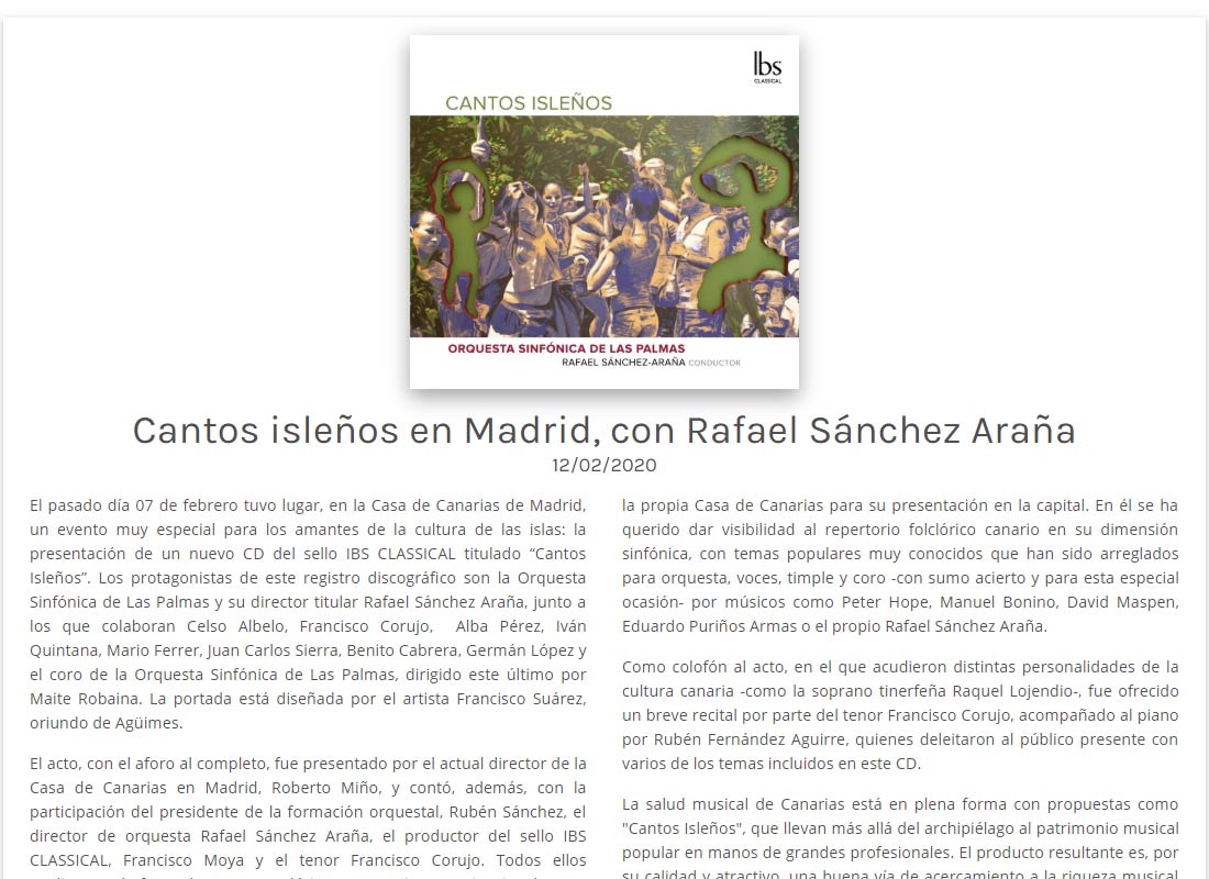 «Cantos Isleños» se presenta en Madrid