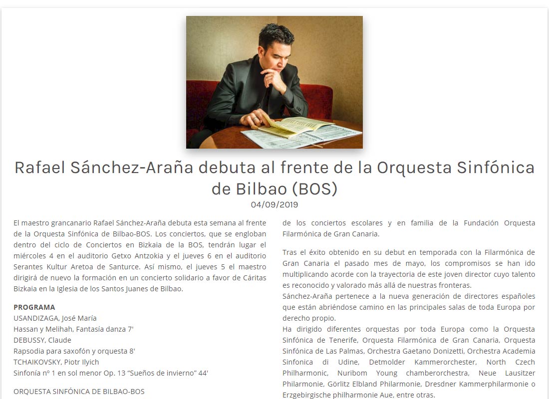 Debut con la Orquesta Sinfónica de Bilbao